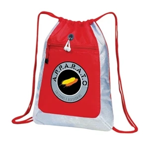 Techno-bright - Drawstring Duffle Bag With Front Zippered Pocket Has Cd Player/ipod Holder