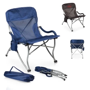 Black - Portable, Extra-wide Folding Chair With Extra Weight Capacity, Beverage Pocket & Bag
