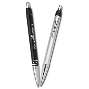 Presentation Series Halifax - Plunger Action Retractable Ballpoint Pen With Metal Barrel And Pocket Clip