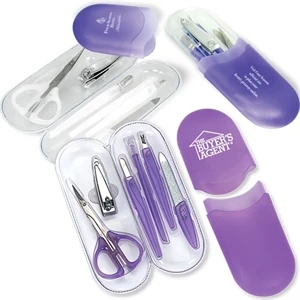 Unisex Manicure Set With Scissors, Nail Clipper, Cuticle Tools In Clamshell Insert