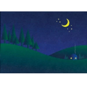 Trees On A Hill At Night - Everyday Note Card With Sentiment Inside 3 1/2" X 5"