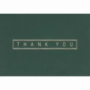 Thank You In A Border With Green Background - Everyday Thank You Note Card, 3 1/2" X 5"
