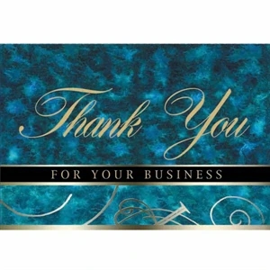 For Your Business - Blue And Green Colored Everyday Note Card With "thank You" Scripted In The Center