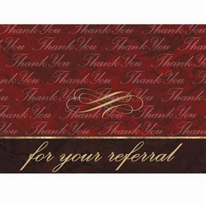For Your Referral - 3 1/2" X 5" Everyday Note Card With "thank You" Scripted On The Cover