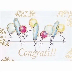 Congrats!! With Balloons - Everyday Greeting Card With Stock Sentiment Inside