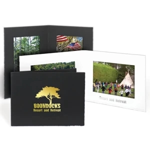 Black - Horizontal Double-sided Portrait Folder With 4 1/2" X 6 1/2" Opening