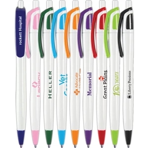 Artesia W X - Retractable Ballpoint Pen With White Barrel And Matching Colored Ferrule And Accent
