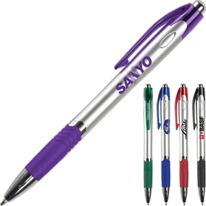 Carlsbad Sgc - Retractable Ballpoint Pen With Techy Rubber Grip And Matching Colored Clip And Grip