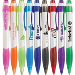 Hermosa Wgt - Wide-body Retractable Ballpoint Pen With Rubber Grip And White Barrel