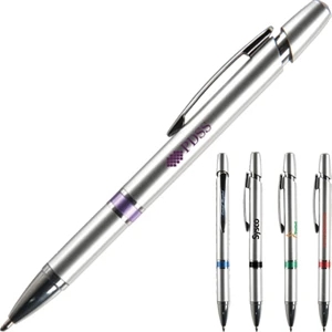 Ojai Sc - Techno Style Retractable Ballpoint Pen With Silver Barrel And Plunger