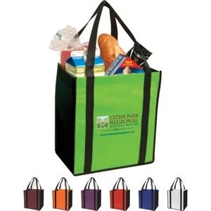 Non-woven Two-tone Grocery Tote Constructed Of 80 Gsm Non-woven Polypropylene