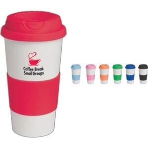 Commuter - 16 Oz Tumbler With Silicone Comfort Grip And Matching Lid. Bpa Free
