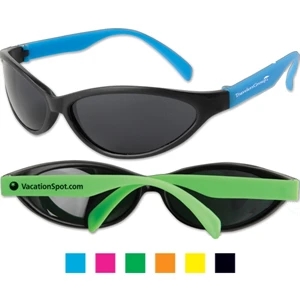 Tropical - Wrap Around Sunglasses With Black Frames And Ultraviolet Lenses