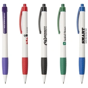 Newport Wg - Stylish Retractable Ballpoint Pen With White Barrel And Rubber Grip