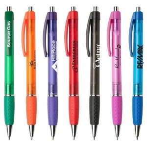 Newport Tgc - Stylish Retractable Ballpoint Pen With Translucent Barrel And Rubber Grip