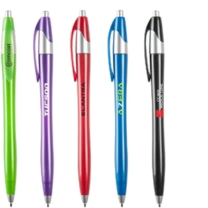 Pasadena Ms - Hourglass Shaped Ballpoint Pen With Metallic Barrel And Silver Ferrule