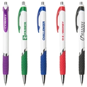 Tahoe Wgc - Stylish Retractable Ballpoint Pen With White Barrel And Rubber Grip