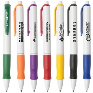 Avalon Wg - Wide-body Retractable Ballpoint Pen With White Barrel And Black Rubber Grip