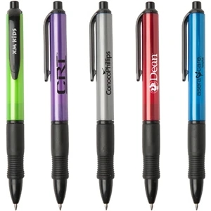 Avalon Mg - Wide-body Retractable Ballpoint Pen With Colored Metallic Barrel And Rubber Grip