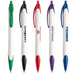 San Dimas W X - Modern Hourglass Shaped Ballpoint Pen With White Barrel