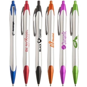 Claremont Sc - Modern Hourglass Retractable Ballpoint Pen With Silver Barrel