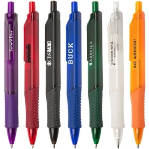 Westlake Frg - 2 Or 3 Sided Imprint - Triangle Retractable Ballpoint Pen With Colored Frost Barrel And Rubber Grip