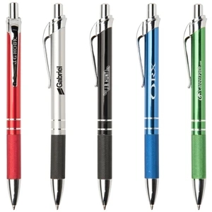 Barcelona - Retractable Ballpoint Pen With Anodized Aluminum Barrel And Grip Pattern