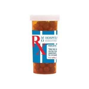 Candy King - Large Pill Bottle With Cinnamon Red Hots. Cinnamon Red Hot Candy In Pill Bottle