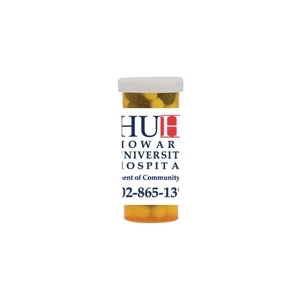 Candy King - Mini Pill Bottle With Colored Bullet Candy. Colored Bullet Candy In Pill Bottle