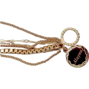 Eevah Victoria - Without Tag - Satin Gold Plated Twisted Twisted Chains Bracelet. Charms, And Toggle Clasp
