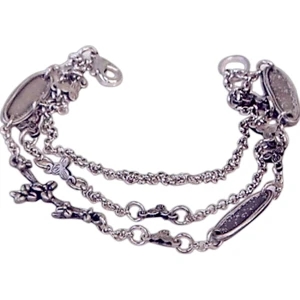 Eevah Family Tree - Without Tag - Antique Silver Bracelet, With Up To 3 Oval Charms. Approx 7.75" Length