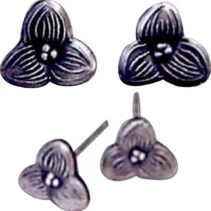 Eevah Family Tree Eevah - Delicate Flower Petal Antique Silver Earrings. Approx 0.25"