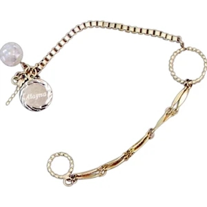 Eevah Treasure Of The Sea - Without Tag - Satin Gold Chains, Shell Mosaic, And Round Charm Bracelet