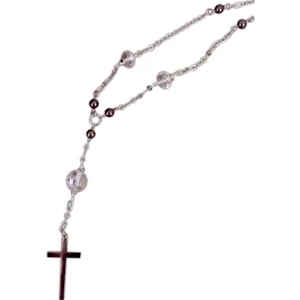 Eevah Cross My Heart - Silver Tone Necklace With,silver Tone And Clear Crystal Cross, And Hematite Beads
