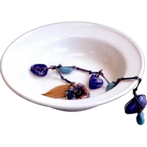 Eevah Chile Blossom - Without Tag - Turquoise, Lapis Nuggets, Enameled Blossom Leaf Charm Bracelet