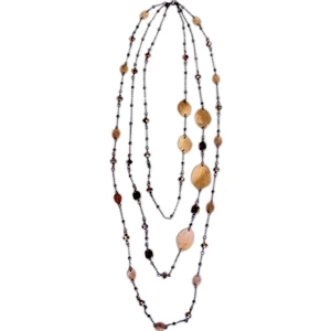 Eevah Antijuo Leaf - With Tag - Three Stand Antique Copper Leaf Necklace With Copper Colored Beads And Crystal