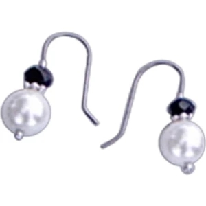 A White Crystal Pearl Compliment A Sparkling Black Bead Niobium Ear Wire Earrings