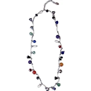 New Style Royal Jewels - A Silver Toned Chain Holds Sparkling Gemstones