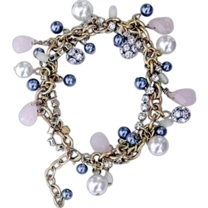 Great Ocean New Style - With Personal Tag - Pearl, Rose Quartz, And Rhinestone Beads Bracelet