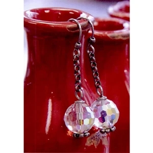 Eevah Eevah Ebony Waterfall - Crystal Beads Hang From A Silver Filled Chain, Has Silver Filled Ear Wires Earrings