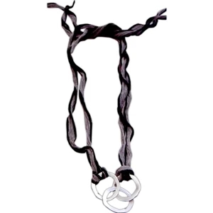 Eevah Ring Of Hope - With 3 Tags - Black And Silver Ribbons Holds Up To 3 Personalized Rings Necklace