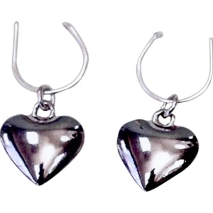 Eevah Puff Heart - A Sterling Silver Filled Puffed Heart Charm Earrings