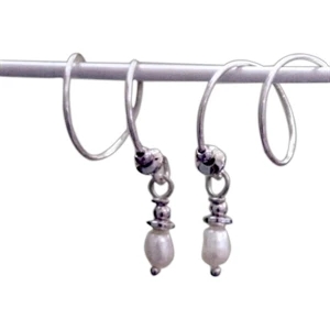 Eevah Silver Freshwater Pearl - A White Freshwater Pearl Bead Earrings