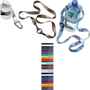 3/4" Polyester Dye Sublimated Water Bottle Strap With Carabiner And Rubber O-ring