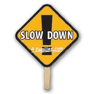 Stock Shape Diamond Hand Fan With Wood Handle ( Wood Stick) Attached With Adhesive