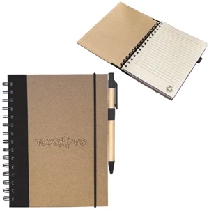 Spiral Bound Jotter With 80% Recycled Cardboard And Colored Linen Cover