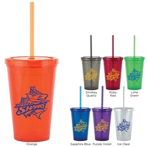Bolero (tm) - Sale 7-10 Day Production - Tumbler With Snap On Lid And Matching Straw, 16 Oz