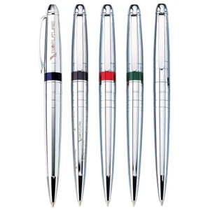 Sonic - Twist-action Chrome Ballpoint Metal Pen With Translucent Metallic Center Band