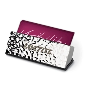 Signature (r) - Business Card Holder Has A Rippled Chrome Finish And Glass Base