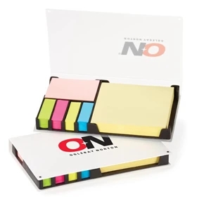 Easi-notes (r) - Refillable Box With 6 Multi-sized/colored Adhesive Pads And Flag Strips
